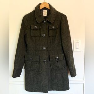 Tulle from Anthropologie wool blend army green peacoat